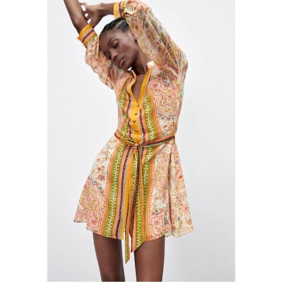 NWOT Zara Belted Dress - Picture 5 of 9